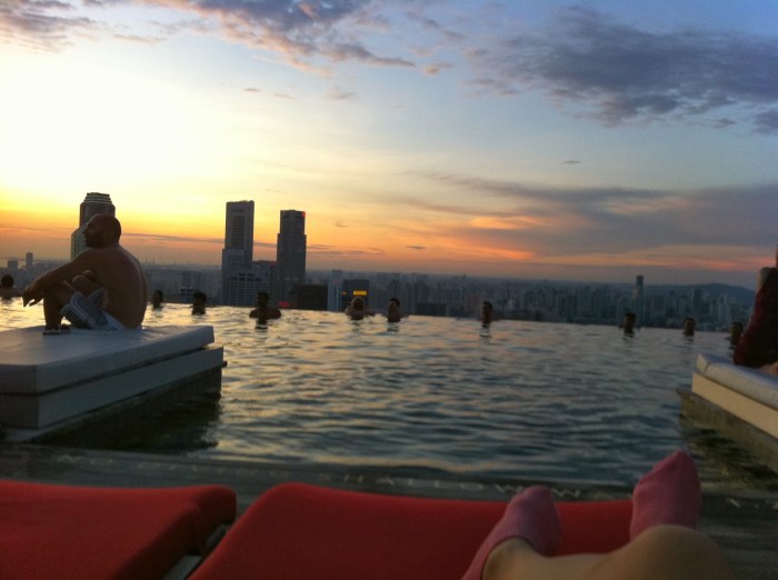 Watching the sunset at the Infinity Pool